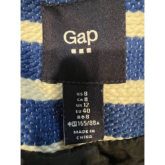 GAP Blue and White Striped Zip Up Short Jacket Coat Size 8 - Picture 5 of 8